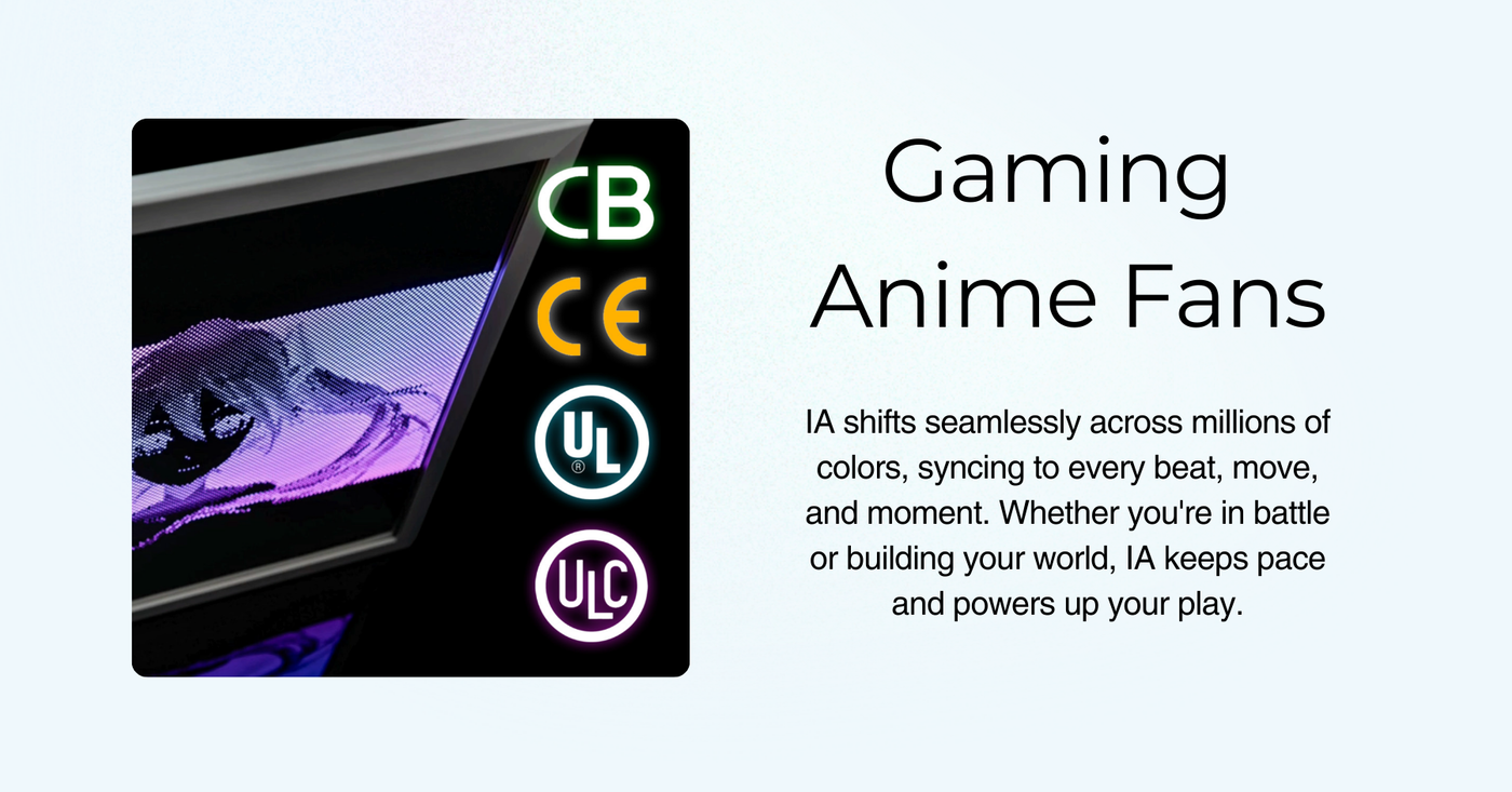 Gaming anime fans product with global safety certification. Millions of colors sync to every beat and move powers up your gaming setup play.
